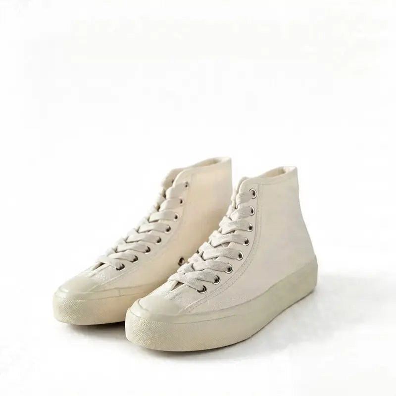 Women's 2026 New White High-Top Canvas Sneakers - Japanese Retro Casual Versatile Summer Shoes, Sneaker