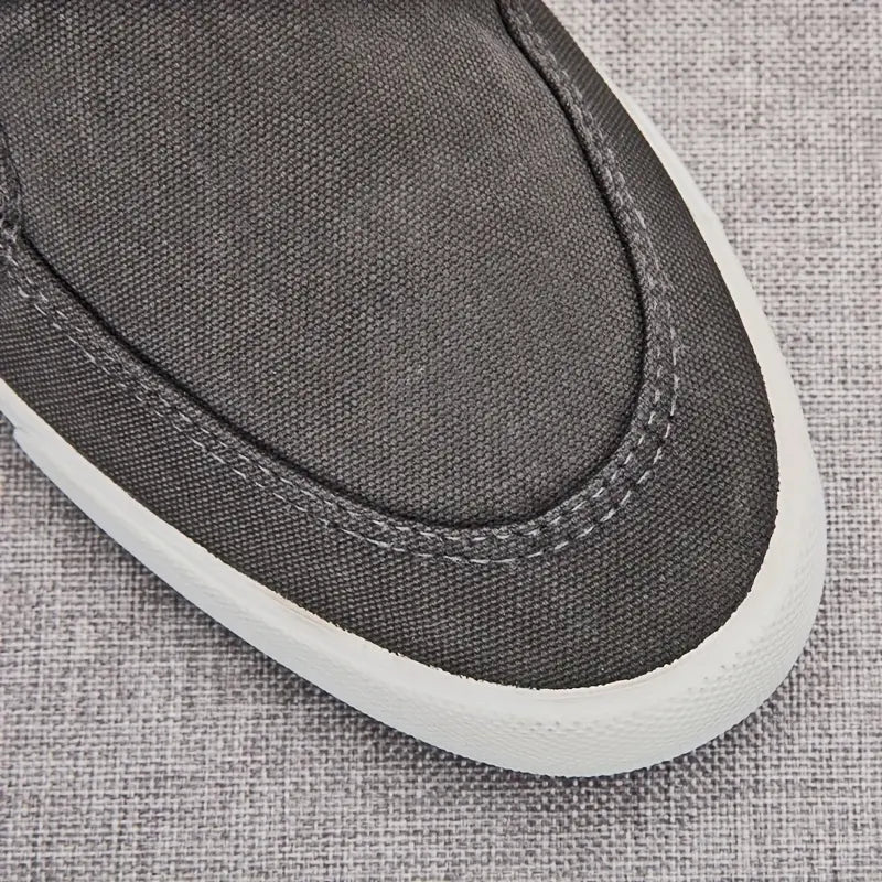 Men's Athletic Casual Canvas Slip-On Sneakers - Flat Walking Shoes for Vacation, Spring & Autumn Wear (Suitable for Boys)