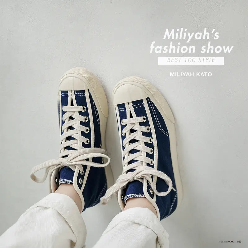 Women's 2026 New White High-Top Canvas Sneakers - Japanese Retro Casual Versatile Summer Shoes, Sneaker