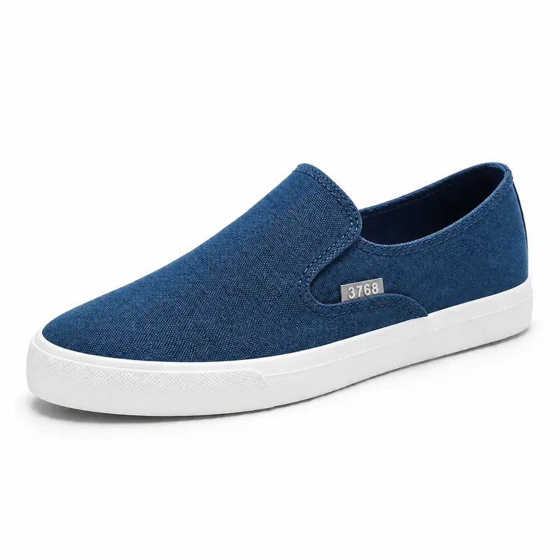 Men's Slip-On Canvas Loafers, Casual Sneakers with Rubber Sole, Lightweight Breathable Comfort, Classic Versatile Style, Black