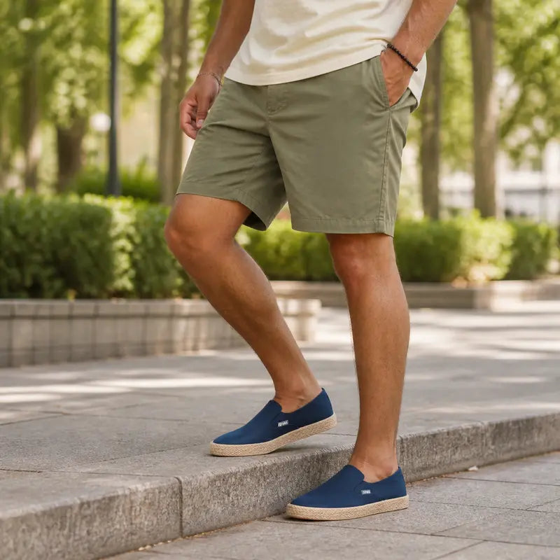 Men's Canvas Espadrille Loafers, Lightweight Breathable Slip-On Casual Shoes with Rope-Wrapped Rubber Sole