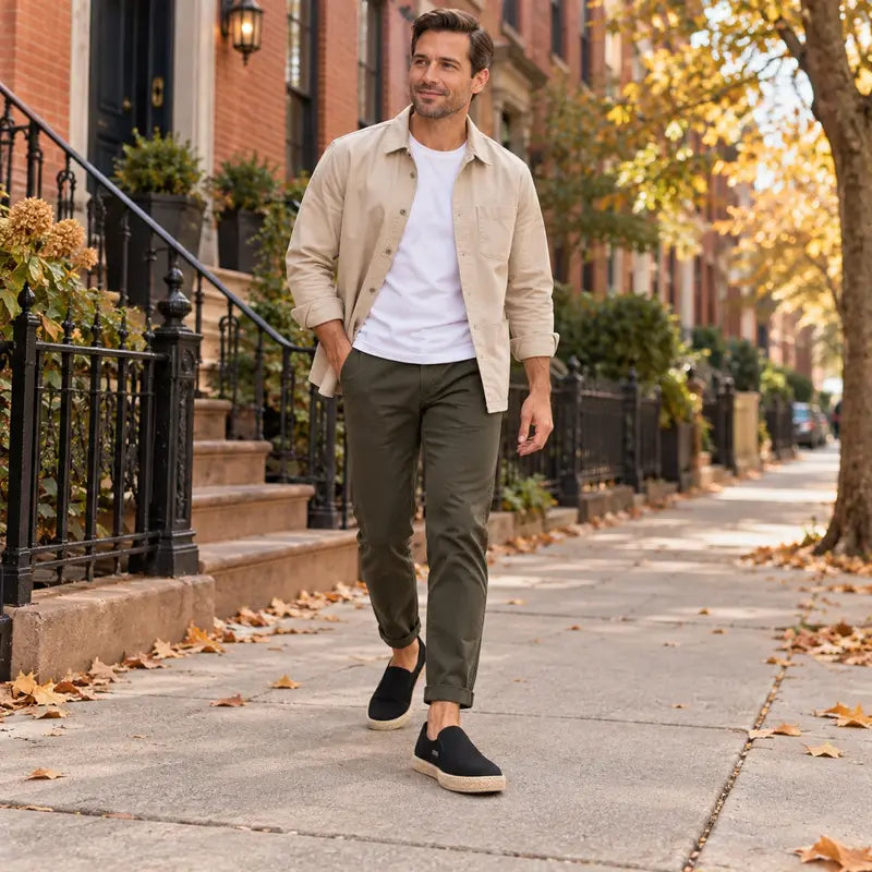 Men's Canvas Espadrille Loafers, Lightweight Breathable Slip-On Casual Shoes with Rope-Wrapped Rubber Sole