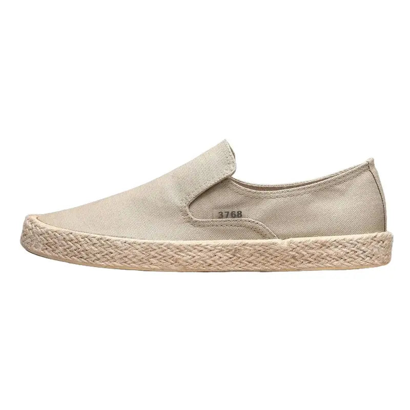 Men's Canvas Espadrille Loafers, Lightweight Breathable Slip-On Casual Shoes with Rope-Wrapped Rubber Sole