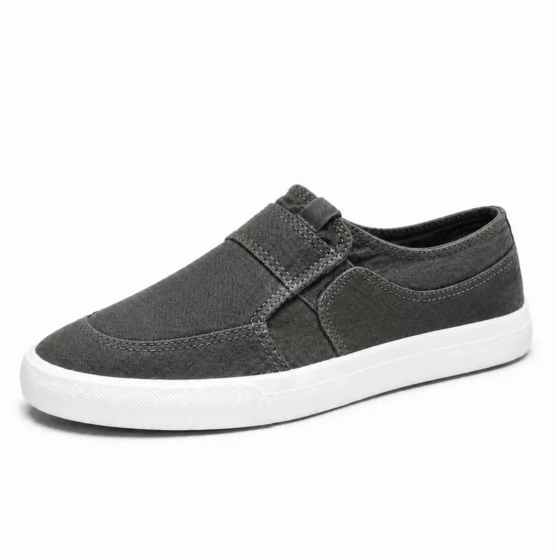 Men's Athletic Casual Canvas Slip-On Sneakers - Flat Walking Shoes for Vacation, Spring & Autumn Wear (Suitable for Boys)