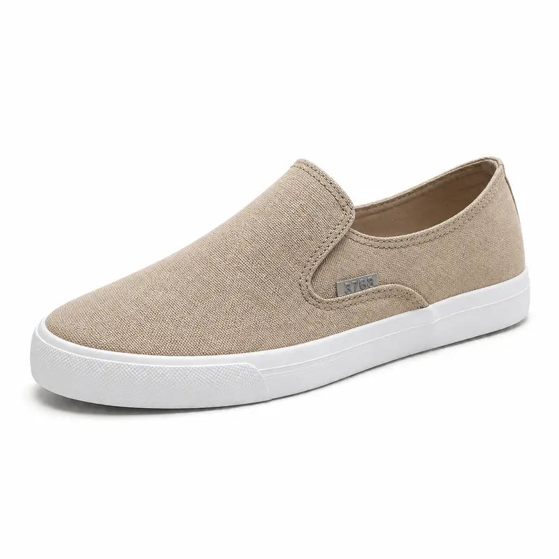 Men's Slip-On Canvas Loafers, Casual Sneakers with Rubber Sole, Lightweight Breathable Comfort, Classic Versatile Style, Black