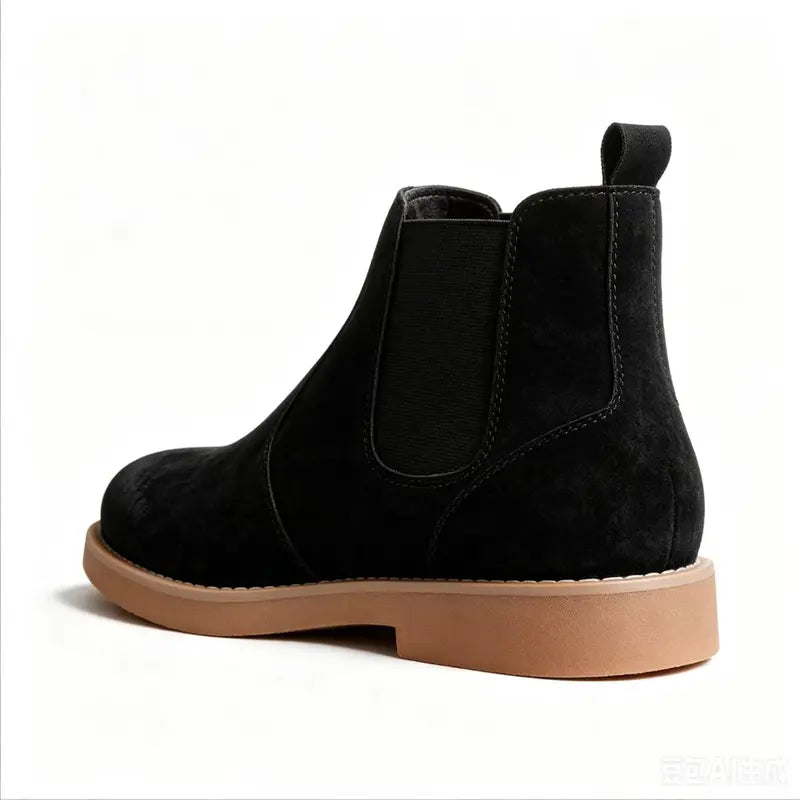 Men's Gray Suede Chelsea Boots - Quality Split Leather, Elastic Side Panels, Tan Cushioned Soles, Skin-Friendly Lining, Matte Texture, Streamlined Shape - Comfortable for Daily Commuting, Outdoor Trips, Jeans/Casual/Business Outfits