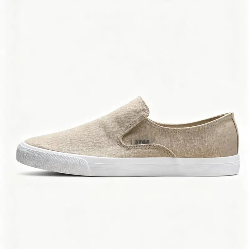 Men's Slip-On Canvas Loafers, Casual Sneakers with Rubber Sole, Lightweight Breathable Comfort, Classic Versatile Style, Khaki