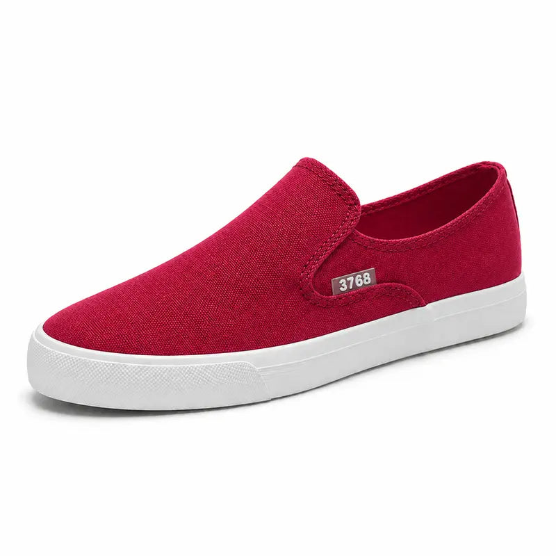 Men's Slip-On Canvas Loafers, Casual Sneakers with Rubber Sole, Lightweight Breathable Comfort, Classic Versatile Style, Blac