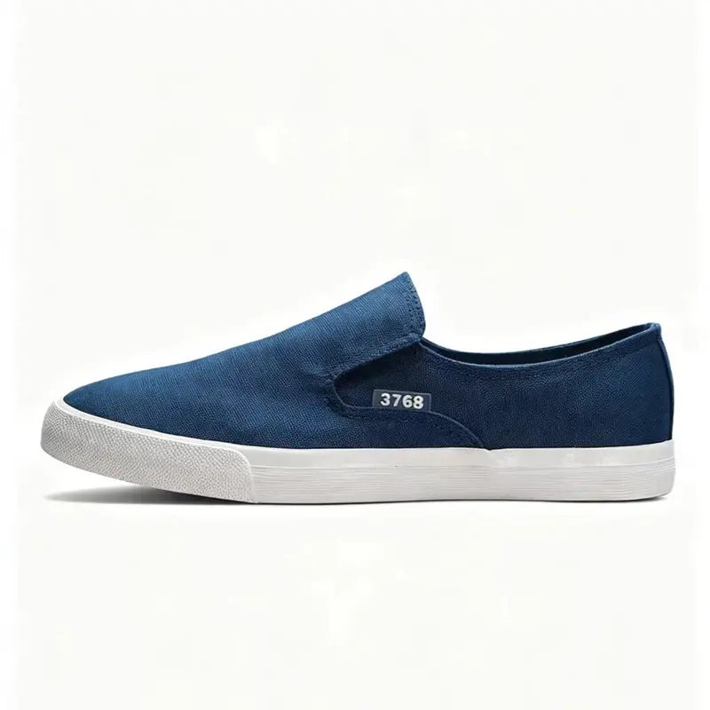 Men's Slip-On Canvas Loafers, Casual Sneakers with Rubber Sole, Lightweight Breathable Comfort, Classic Versatile Style, Red